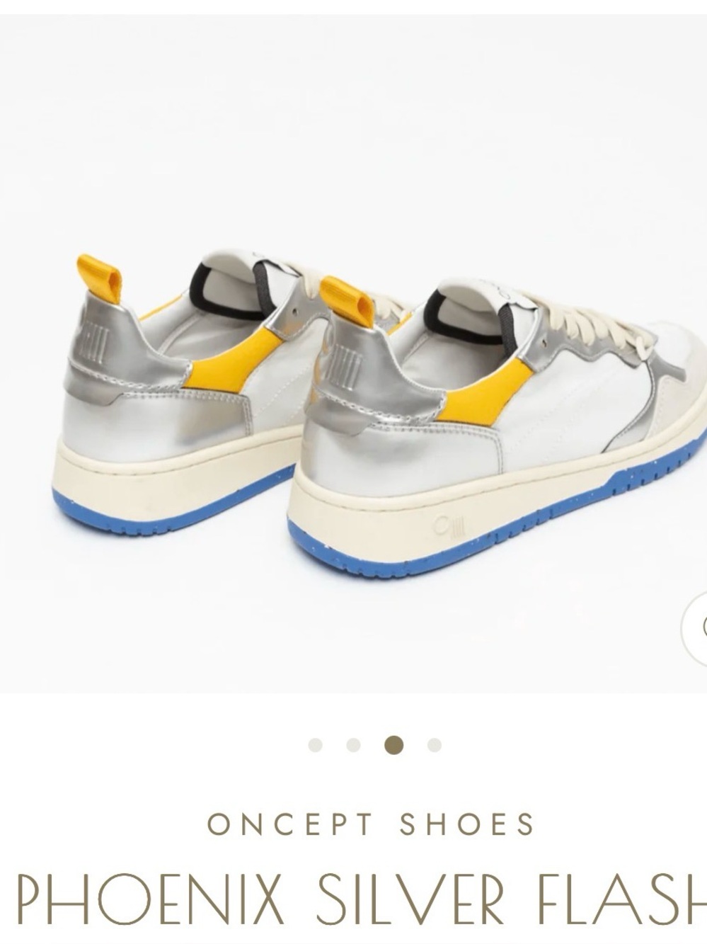 ONCEPT Phoenix Silver Flash Leather Sneakers - White/Silver/Blue - Picture 3 of 13